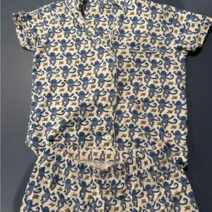 Blue Monkey Print Pajamas
